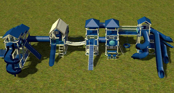 huge 90-foot-long custom swing set built in staten island, ny huge custom swing set