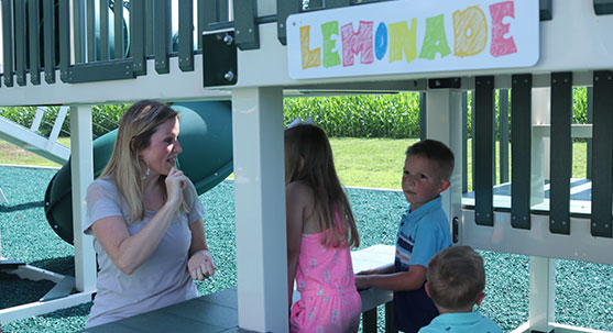 backyard play structures with fun features like an imaginary lemonade stand backyard play structures