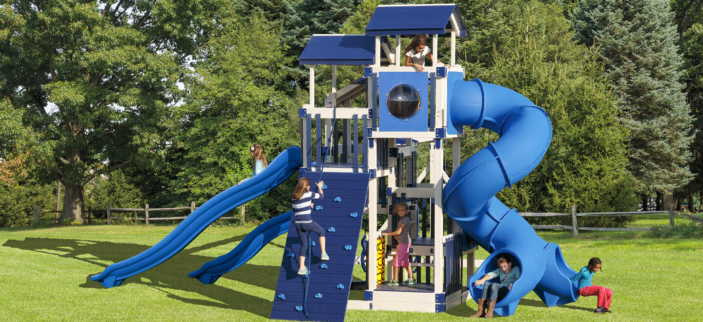 Kids playing on swingset